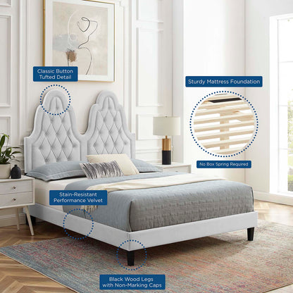 Alexandria Tufted Performance Velvet King Platform Bed, Velvet, Light Grey Gray, 23076