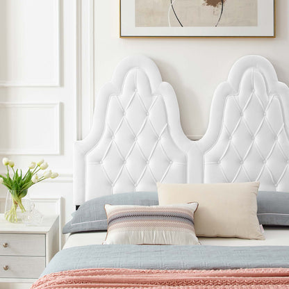 Alexandria Tufted Performance Velvet King Platform Bed, Velvet, White, 23081