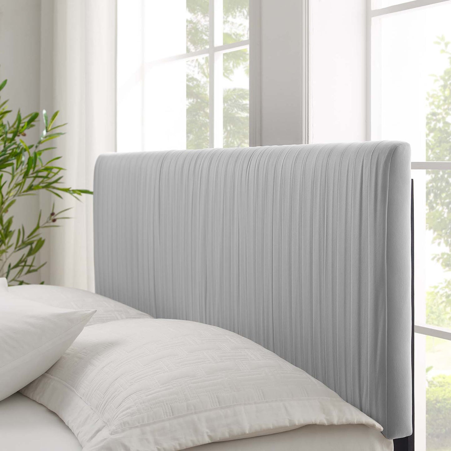 Peyton Performance Velvet King Platform Bed, Velvet, Light Grey Gray, 23252