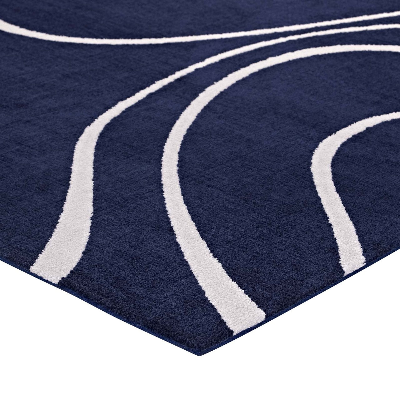 Therese Abstract Swirl 5x8 Area Rug, Fabric, Multi Navy Blue 14728