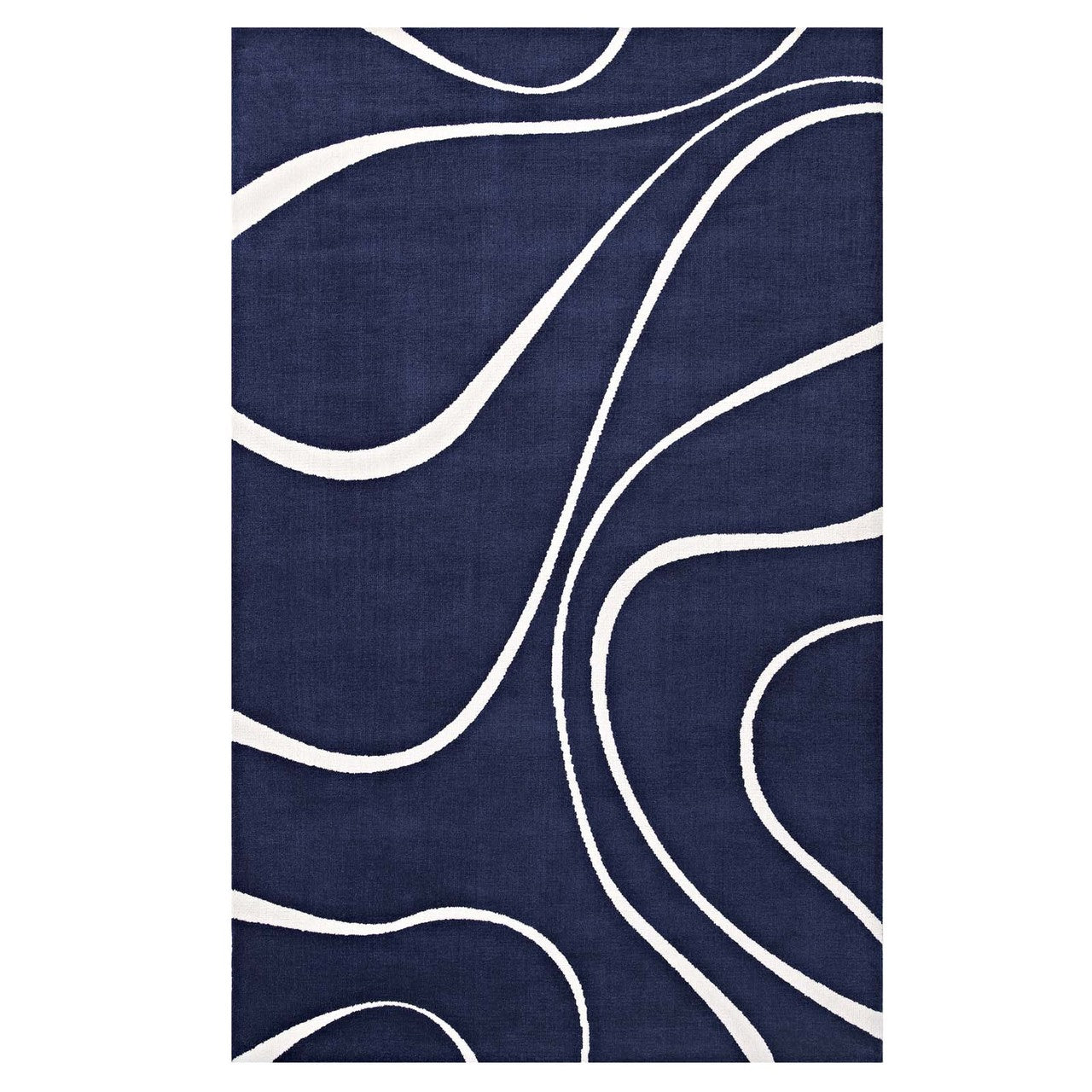 Therese Abstract Swirl 8x10 Area Rug, Fabric, Multi Navy Blue 14729