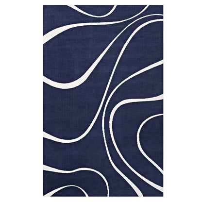 Therese Abstract Swirl 8x10 Area Rug, Fabric, Multi Navy Blue 14729