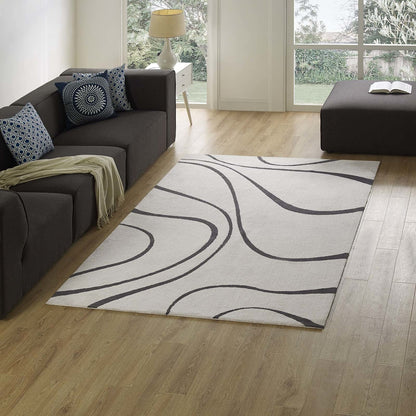 Therese Abstract Swirl 5x8 Area Rug, Fabric, Multi Grey Gray 14732