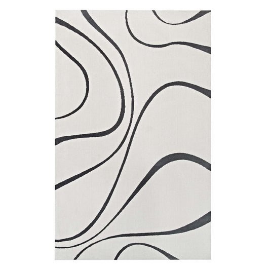 Therese Abstract Swirl 8x10 Area Rug, Fabric, Multi Grey Gray 14733