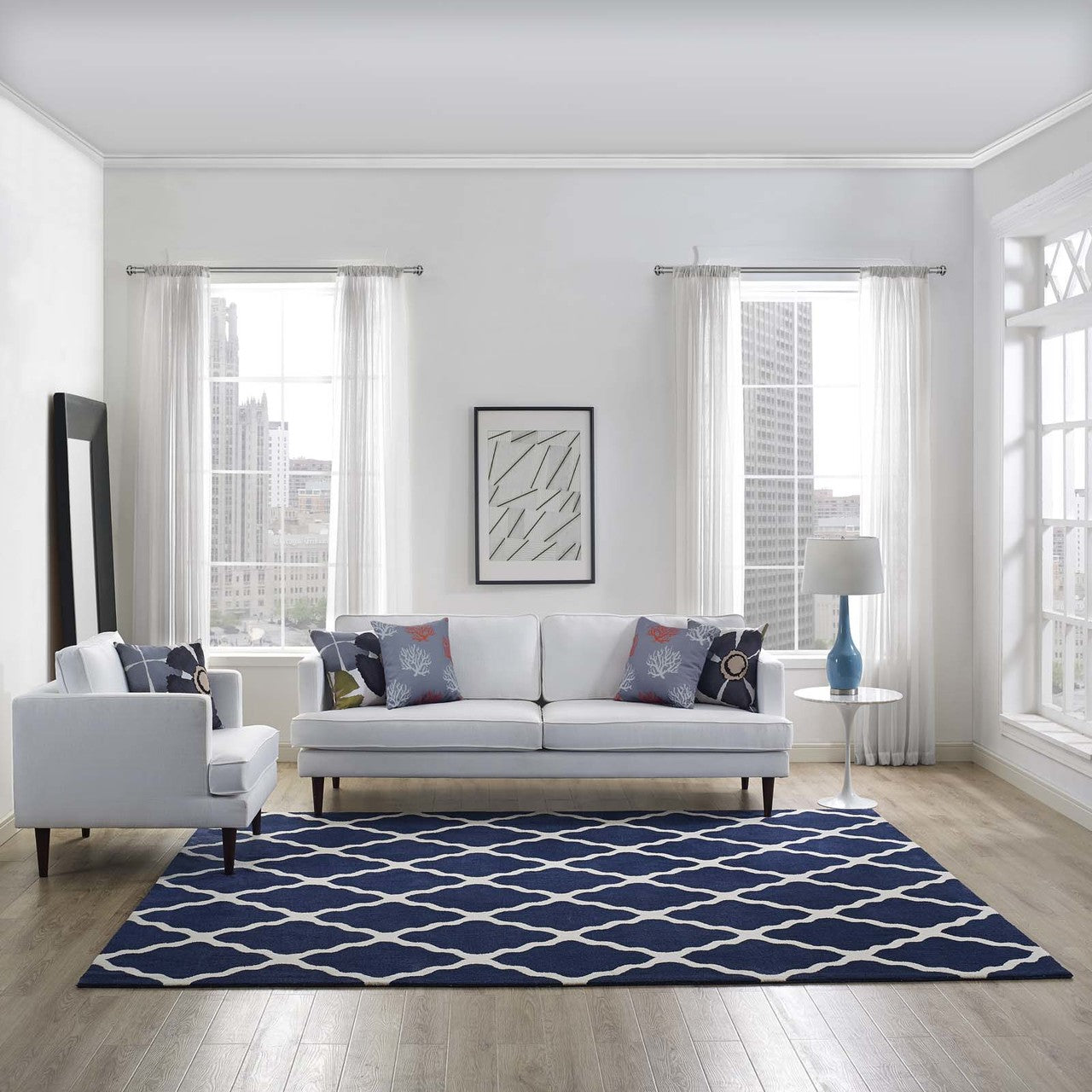 Marja Moroccan Trellis 8x10 Area Rug, Fabric, Multi White Ivory 14735