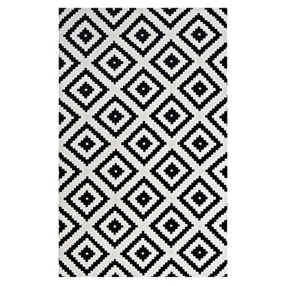 Alika Abstract Diamond Trellis 5x8 Area Rug, Fabric, Multi White Black 14744