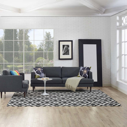 Alika Abstract Diamond Trellis 8x10 Area Rug, Fabric, Multi White Black 14745