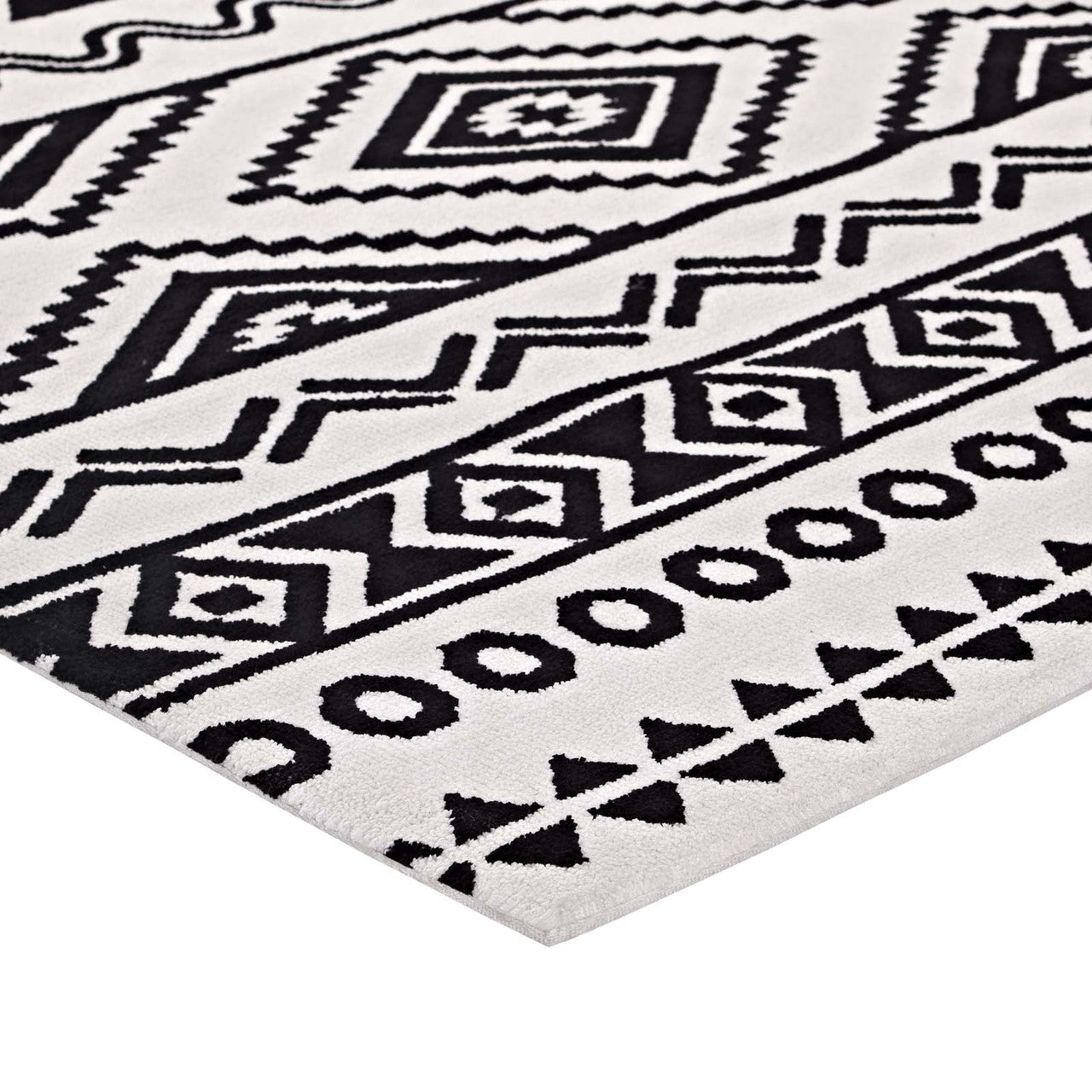 Haku Geometric Moroccan Tribal 5x8 Area Rug, Fabric, Multi White 14756