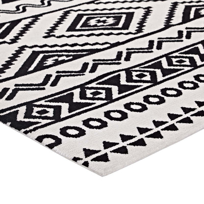 Haku Geometric Moroccan Tribal 5x8 Area Rug, Fabric, Multi White 14756
