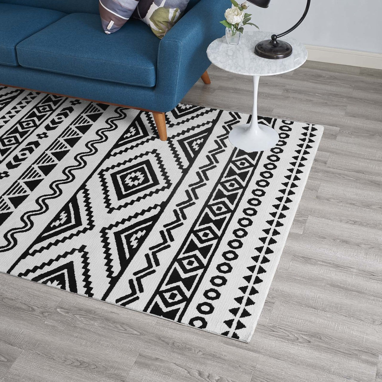 Haku Geometric Moroccan Tribal 5x8 Area Rug, Fabric, Multi White 14756