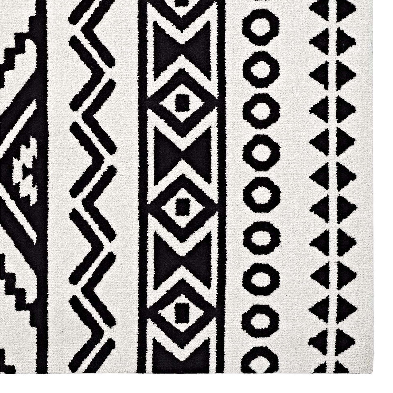 Haku Geometric Moroccan Tribal 8x10 Area Rug, Fabric, Multi White 14757