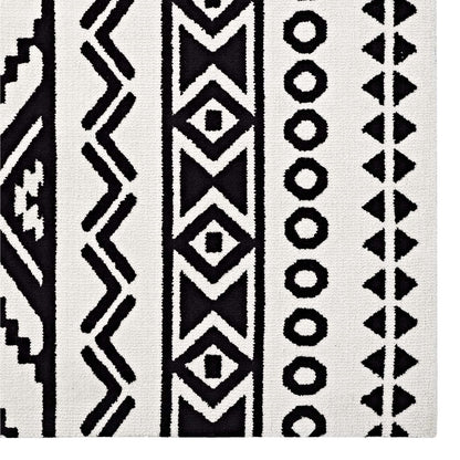 Haku Geometric Moroccan Tribal 8x10 Area Rug, Fabric, Multi White 14757