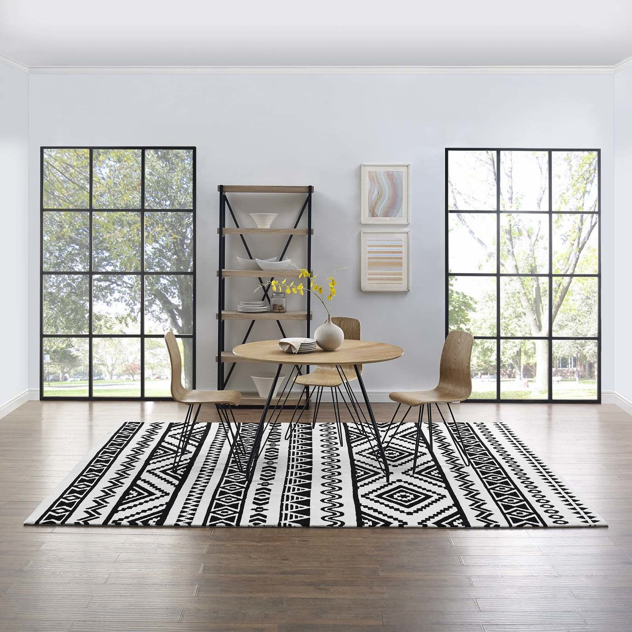 Haku Geometric Moroccan Tribal 8x10 Area Rug, Fabric, Multi White 14757