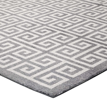 Freydis Greek Key 5x8 Area Rug, Fabric, Multi Grey Gray 14762