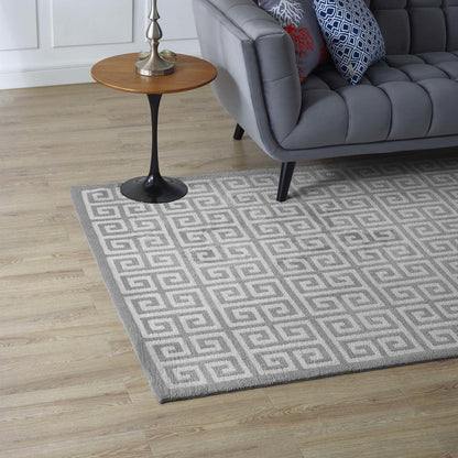 Freydis Greek Key 5x8 Area Rug, Fabric, Multi Grey Gray 14762