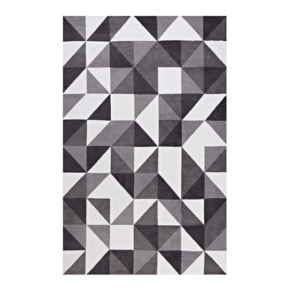 Kahula Geometric Triangle Mosaic 5x8 Area Rug, Fabric, Multi Gray Grey 14764