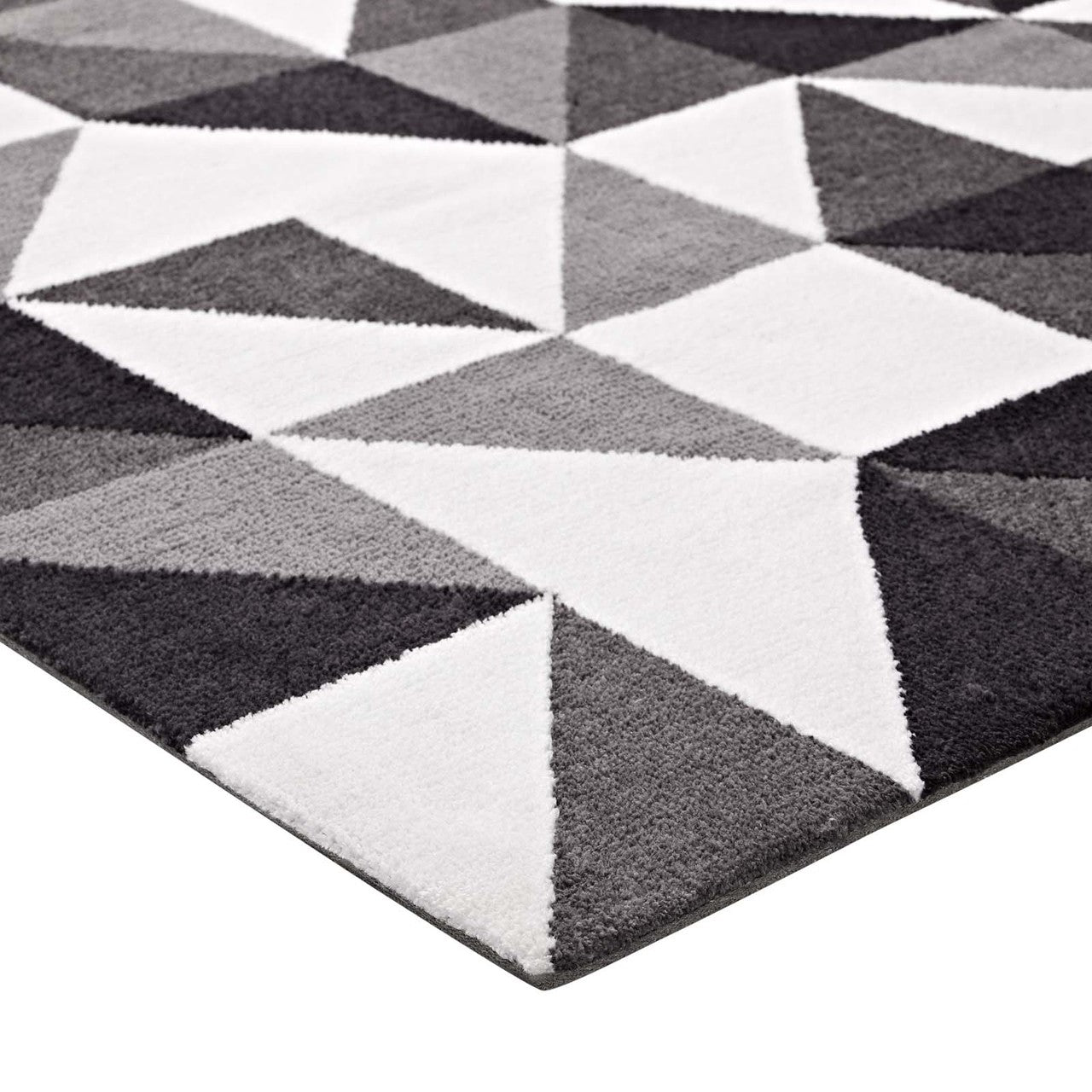 Kahula Geometric Triangle Mosaic 5x8 Area Rug, Fabric, Multi Gray Grey 14764