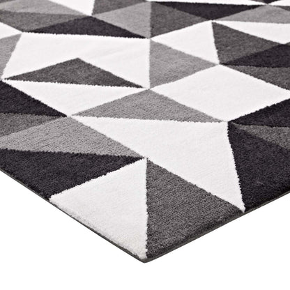 Kahula Geometric Triangle Mosaic 5x8 Area Rug, Fabric, Multi Gray Grey 14764