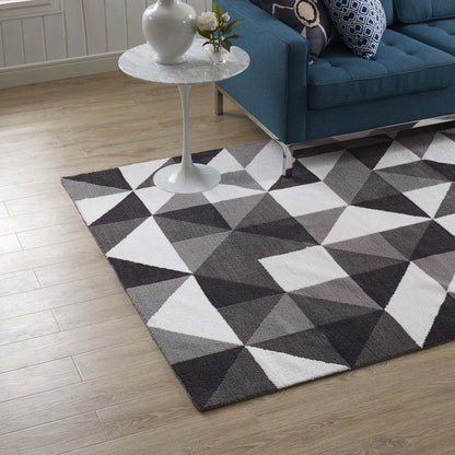 Kahula Geometric Triangle Mosaic 5x8 Area Rug, Fabric, Multi Gray Grey 14764