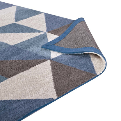 Kahula Geometric Triangle Mosaic 8x10 Area Rug, Fabric, Multi Blue 14767