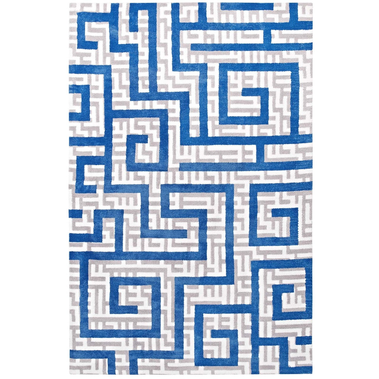 Nahia Geometric Maze 5x8 Area Rug, Fabric, Multi Blue 14768