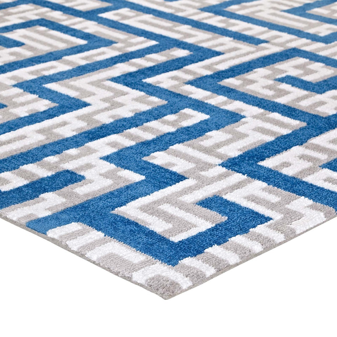Nahia Geometric Maze 5x8 Area Rug, Fabric, Multi Blue 14768