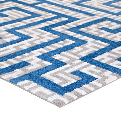 Nahia Geometric Maze 5x8 Area Rug, Fabric, Multi Blue 14768