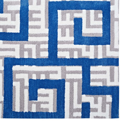 Nahia Geometric Maze 5x8 Area Rug, Fabric, Multi Blue 14768