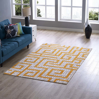 Nahia Geometric Maze 5x8 Area Rug, Fabric, Multi Yellow 14772