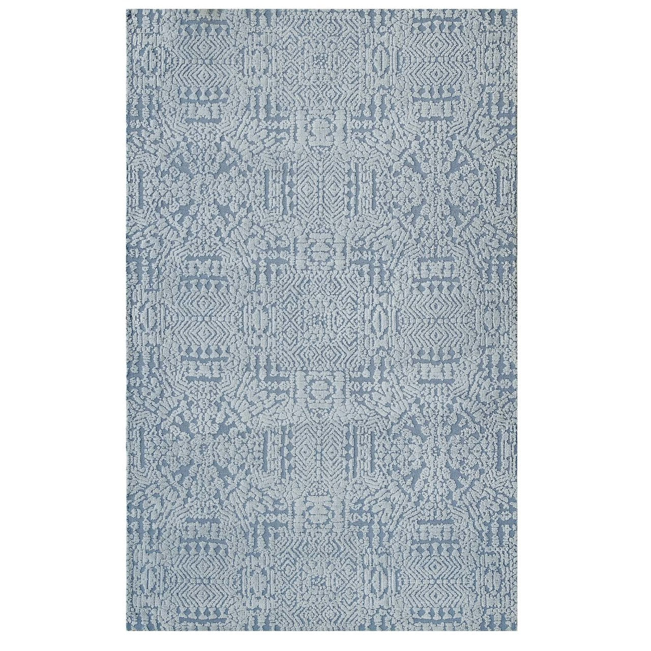 Javiera Contemporary Moroccan 5x8 Area Rug, Fabric, Multi Blue 14774