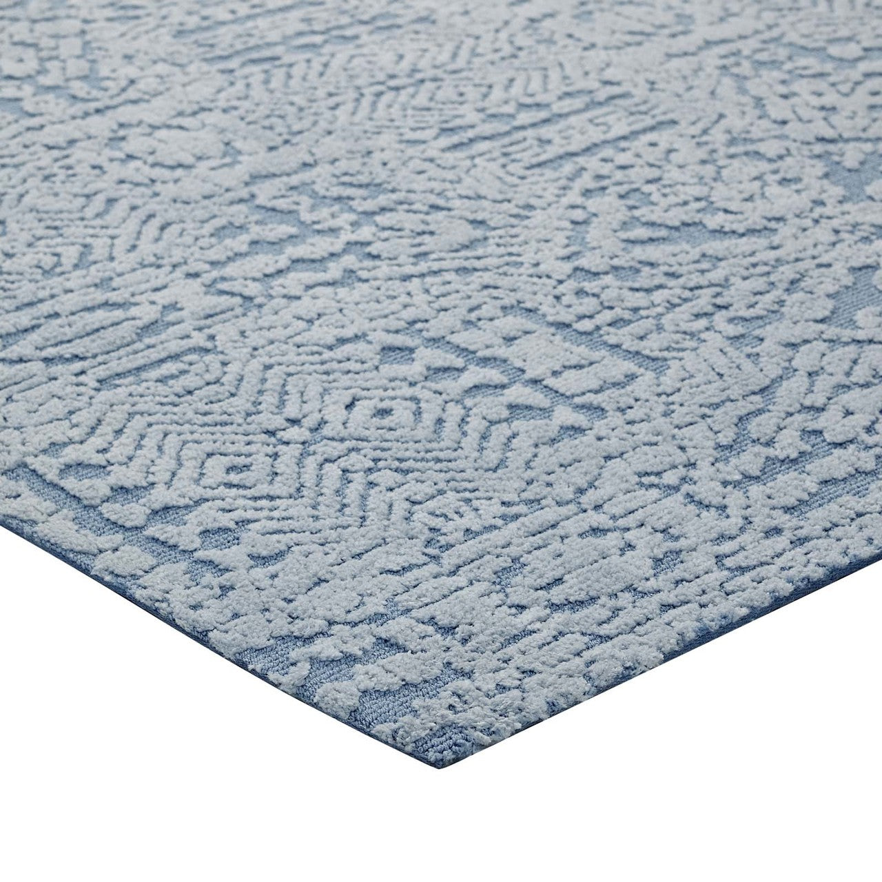 Javiera Contemporary Moroccan 5x8 Area Rug, Fabric, Multi Blue 14774