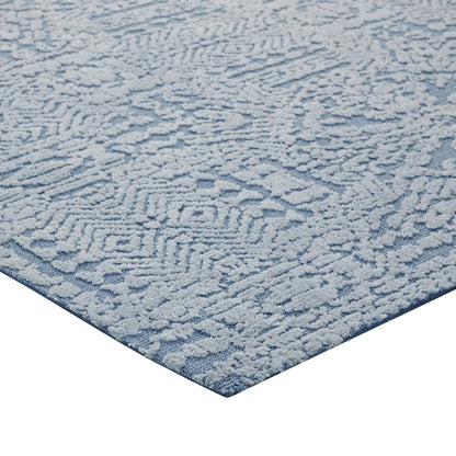 Javiera Contemporary Moroccan 5x8 Area Rug, Fabric, Multi Blue 14774