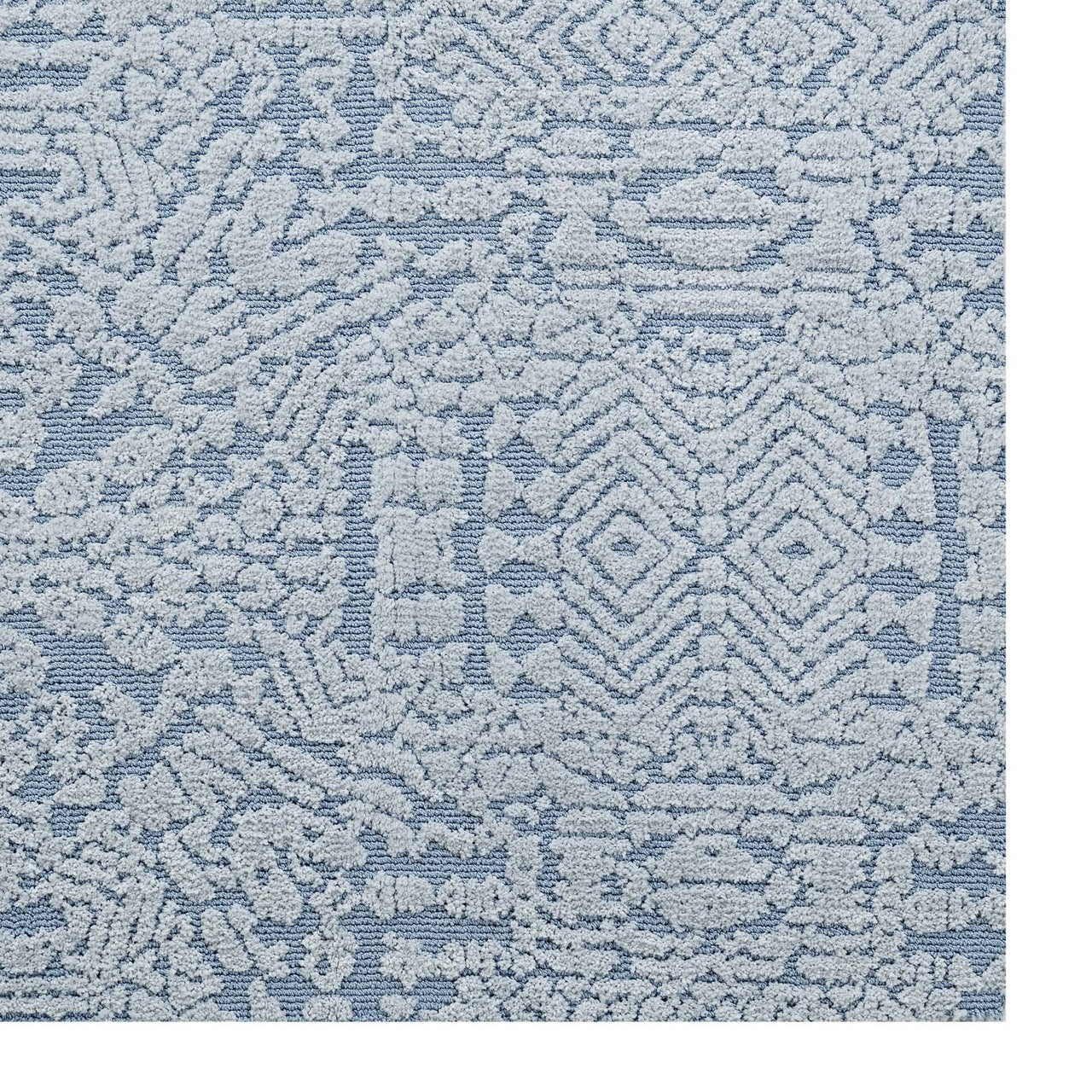 Javiera Contemporary Moroccan 5x8 Area Rug, Fabric, Multi Blue 14774