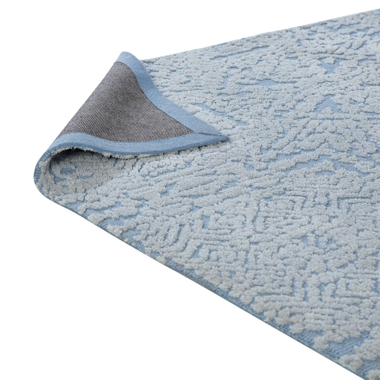 Javiera Contemporary Moroccan 5x8 Area Rug, Fabric, Multi Blue 14774