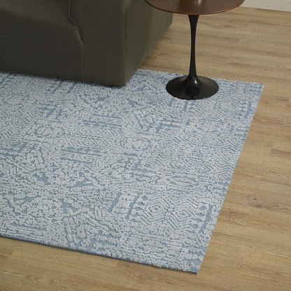 Javiera Contemporary Moroccan 5x8 Area Rug, Fabric, Multi Blue 14774