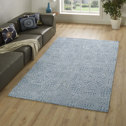 Javiera Contemporary Moroccan 5x8 Area Rug, Fabric, Multi Blue 14774