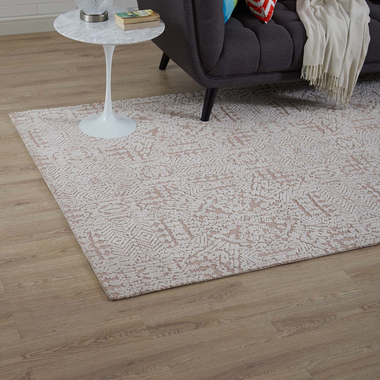 Javiera Contemporary Moroccan 5x8 Area Rug, Fabric, Multi Red 14776
