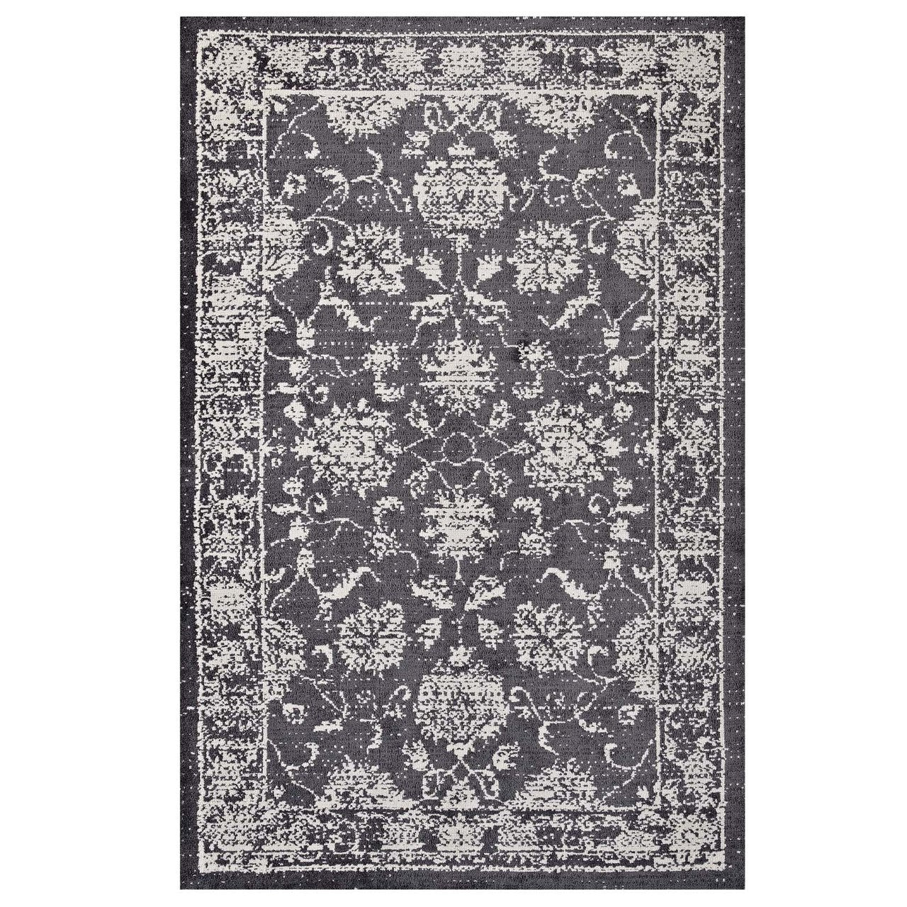 Kazia Distressed Floral Lattice 5x8 Area Rug, Fabric, Multi Grey Gray 14778