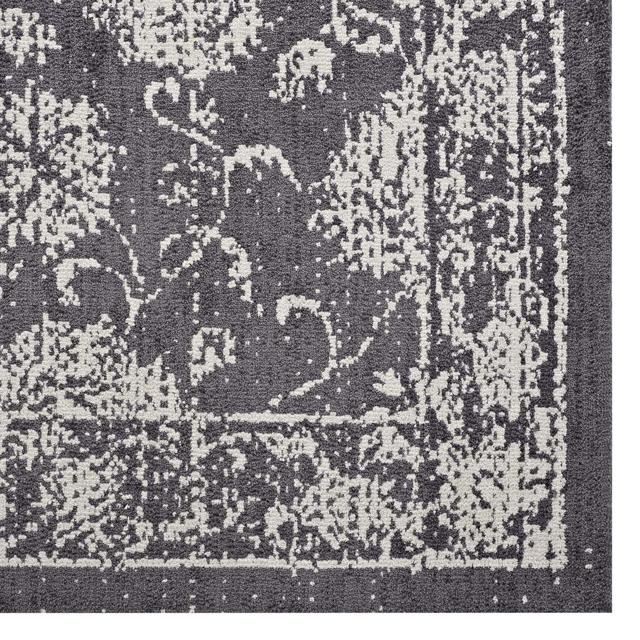 Kazia Distressed Floral Lattice 5x8 Area Rug, Fabric, Multi Grey Gray 14778