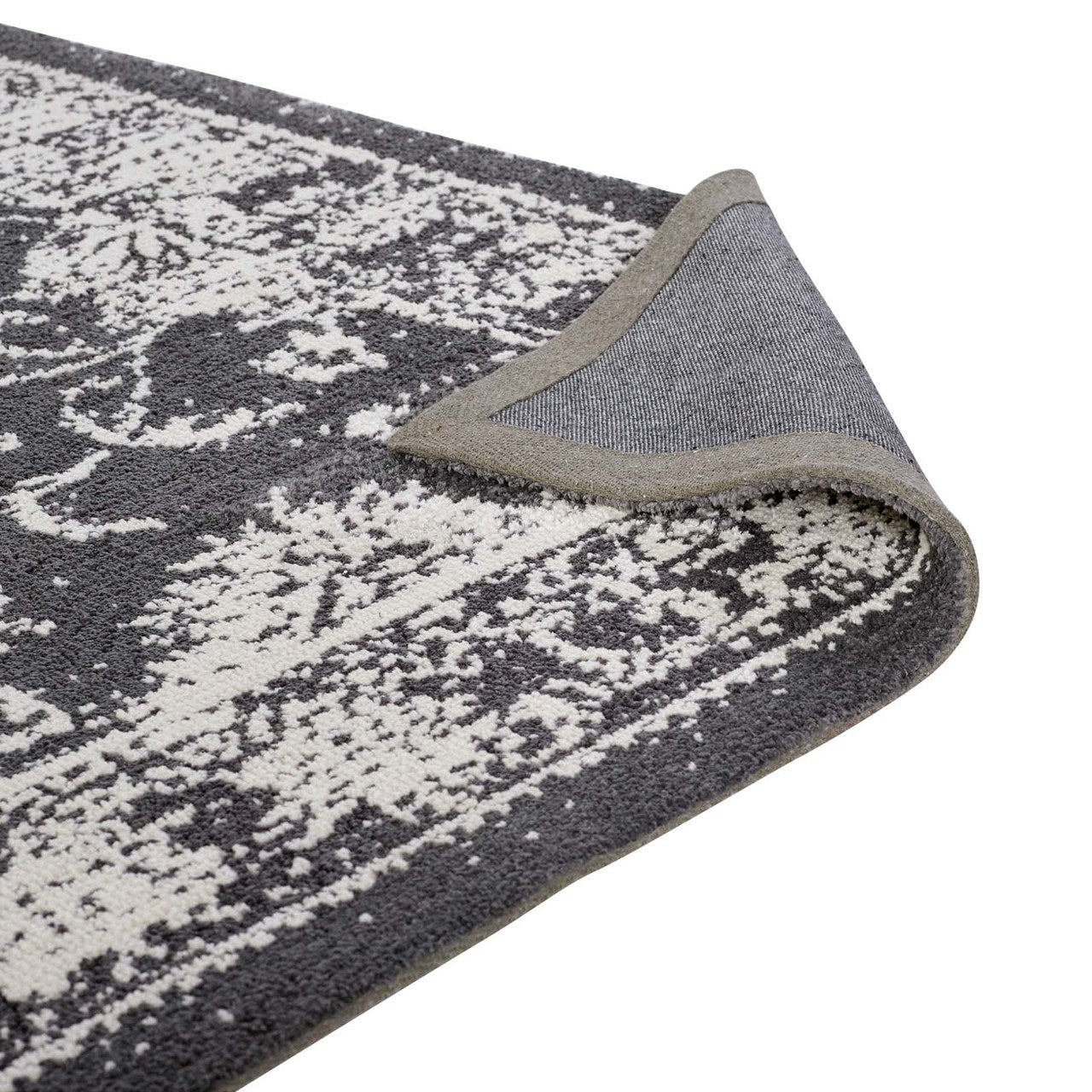 Kazia Distressed Floral Lattice 5x8 Area Rug, Fabric, Multi Grey Gray 14778