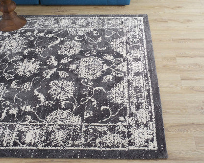 Kazia Distressed Floral Lattice 5x8 Area Rug, Fabric, Multi Grey Gray 14778