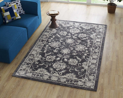 Kazia Distressed Floral Lattice 5x8 Area Rug, Fabric, Multi Grey Gray 14778