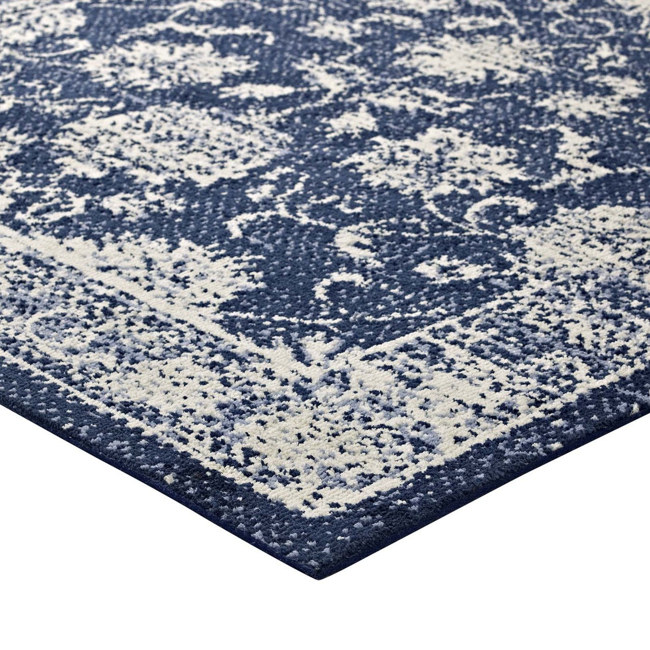 Kazia Distressed Floral Lattice 5x8 Area Rug, Fabric,  Multi Blue 14780