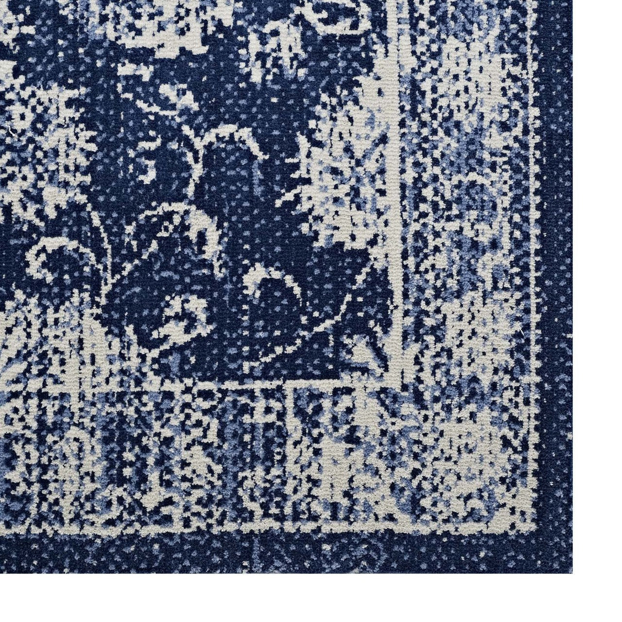 Kazia Distressed Floral Lattice 5x8 Area Rug, Fabric,  Multi Blue 14780