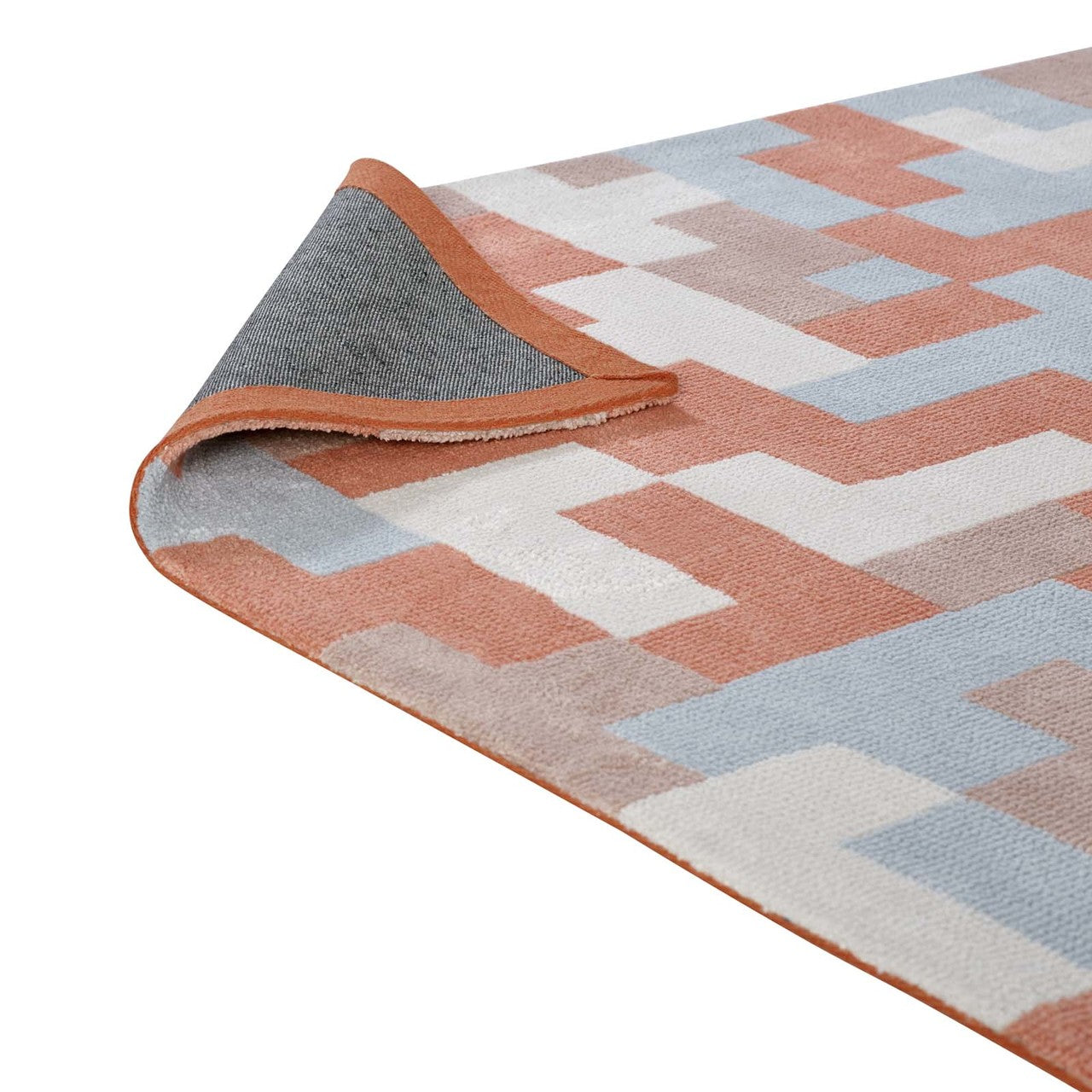 Andela Interlocking Block Mosaic 5x8 Area Rug, Fabric, Multi Orange 14784