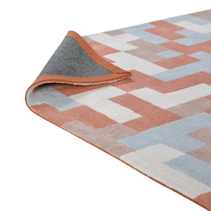 Andela Interlocking Block Mosaic 5x8 Area Rug, Fabric, Multi Orange 14784