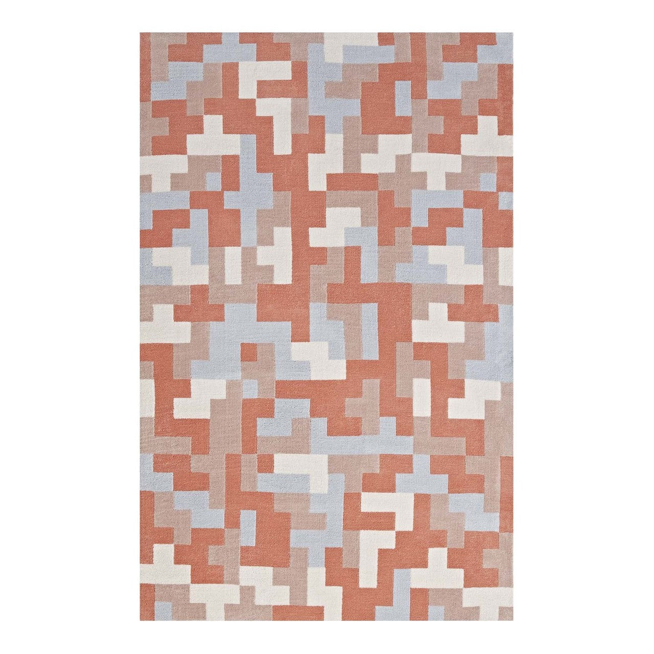 Andela Interlocking Block Mosaic 8x10 Area Rug, Fabric, Multi Orange 14785