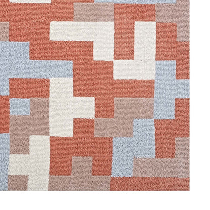 Andela Interlocking Block Mosaic 8x10 Area Rug, Fabric, Multi Orange 14785