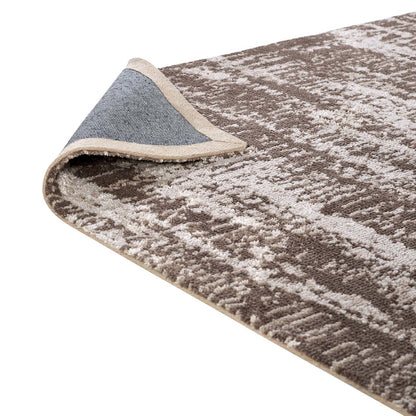 Darja Distressed Rustic Modern 5x8 Area Rug, Fabric, Multi Brown Tan 14790