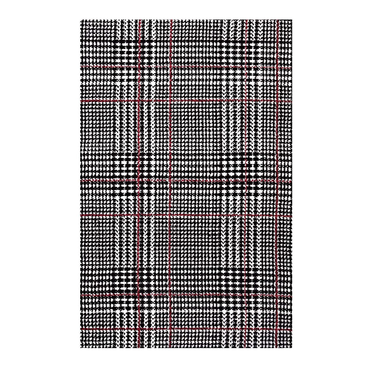 Kaja Abstract Plaid 5x8 Area Rug, Fabric, Multi Black 14794